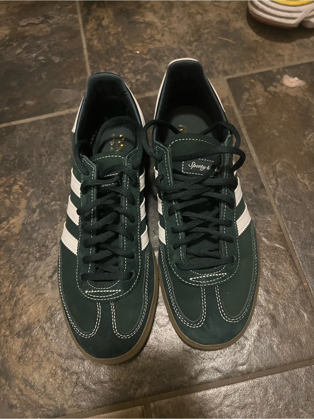 adidas sporty & rich Women's Dark Green Sneakers with White Stripes